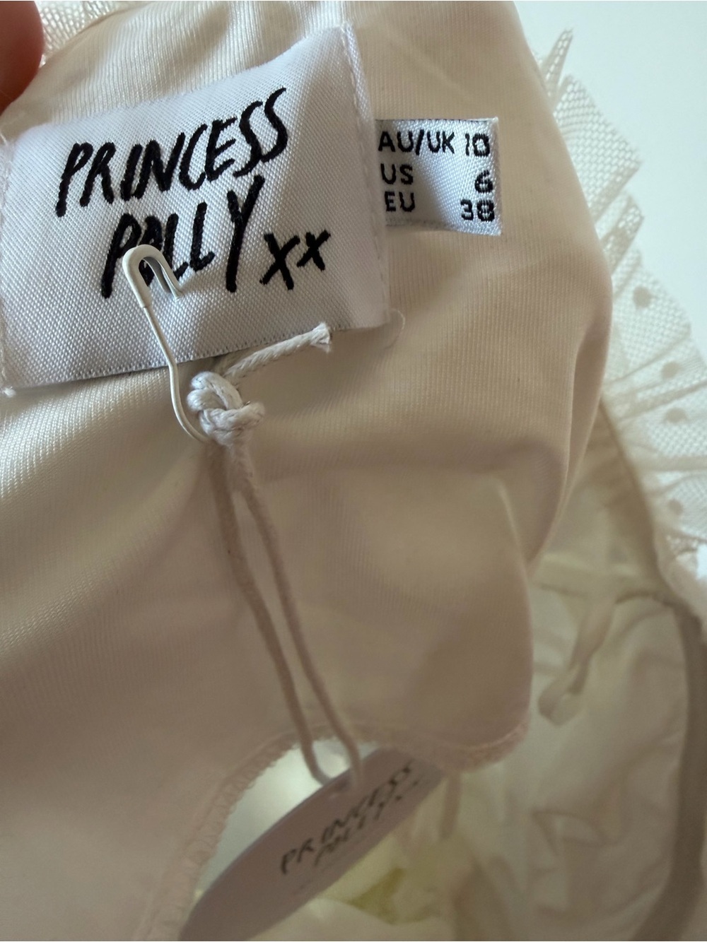 ⚡️NWT Princess Polly Ayesha Ivory Strapless Ruffled Tulle Mini Dress - Picture 5 of 6